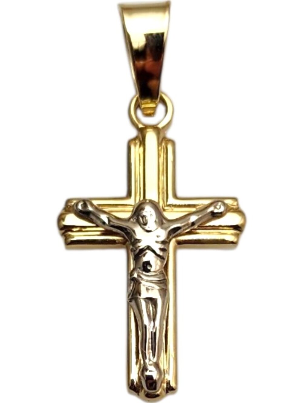 14K Two-Tone Yellow and White Gold Crucifix Pendant #25363